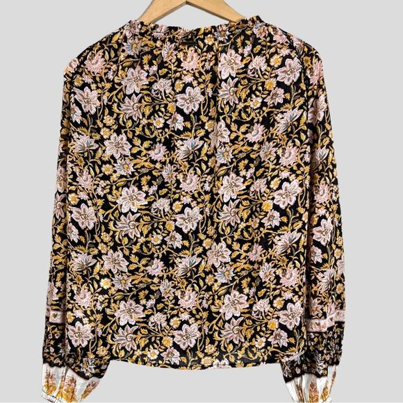 Billabong Womens Cotton Sun Fire Peasant Top Mixed Print Semi-Sheer Size M Boho - Picture 10 of 16